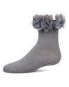 Girls' Floral Halo Cotton Anklet Socks : Color: Gray