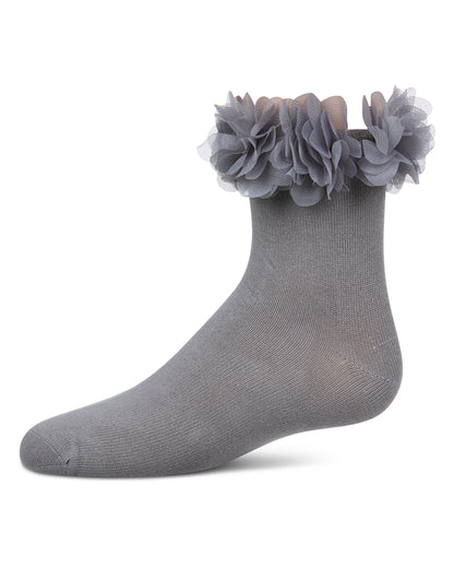 Girls' Floral Halo Cotton Anklet Socks : Color: Gray
