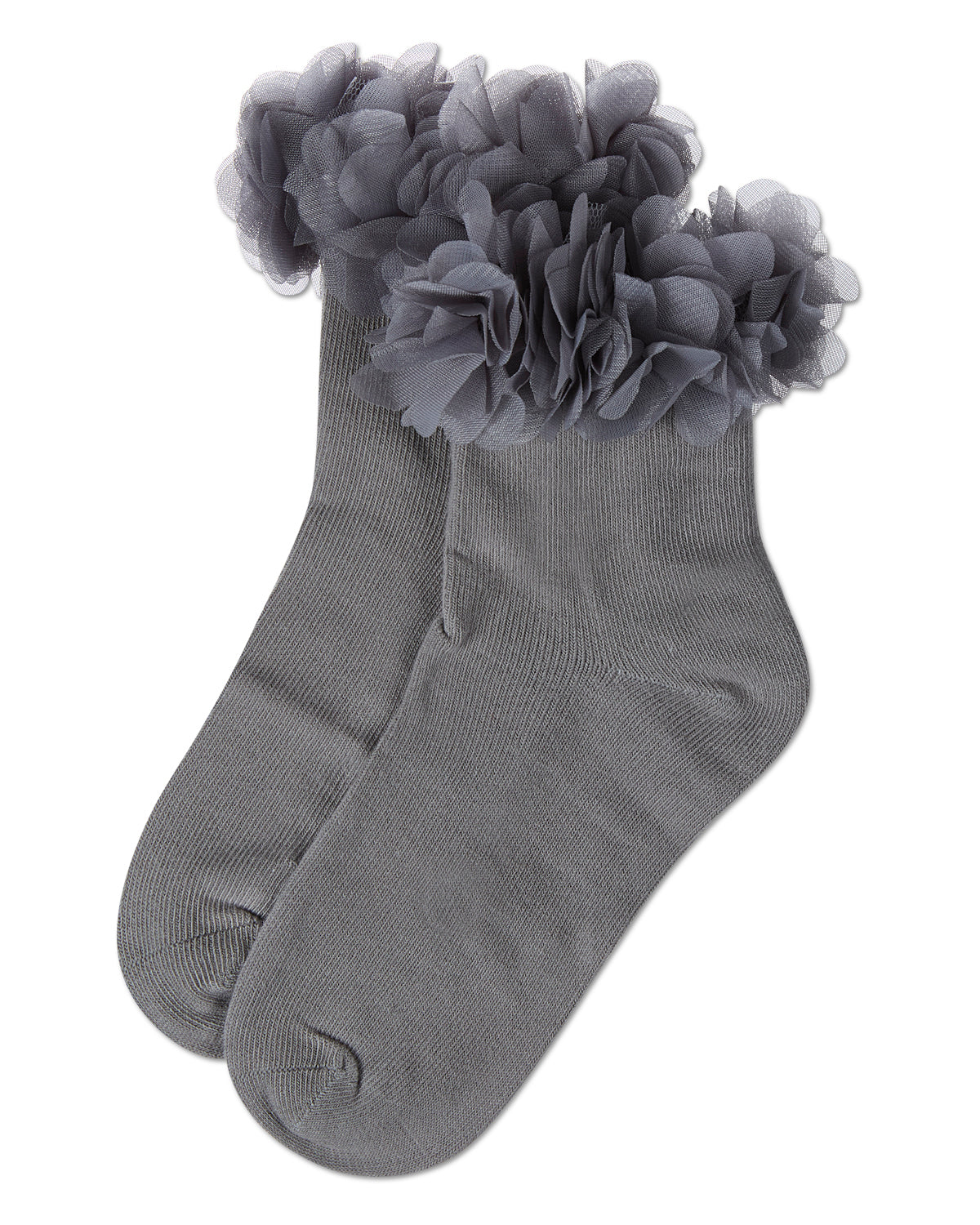 Girls' Floral Halo Cotton Anklet Socks : Color: Gray