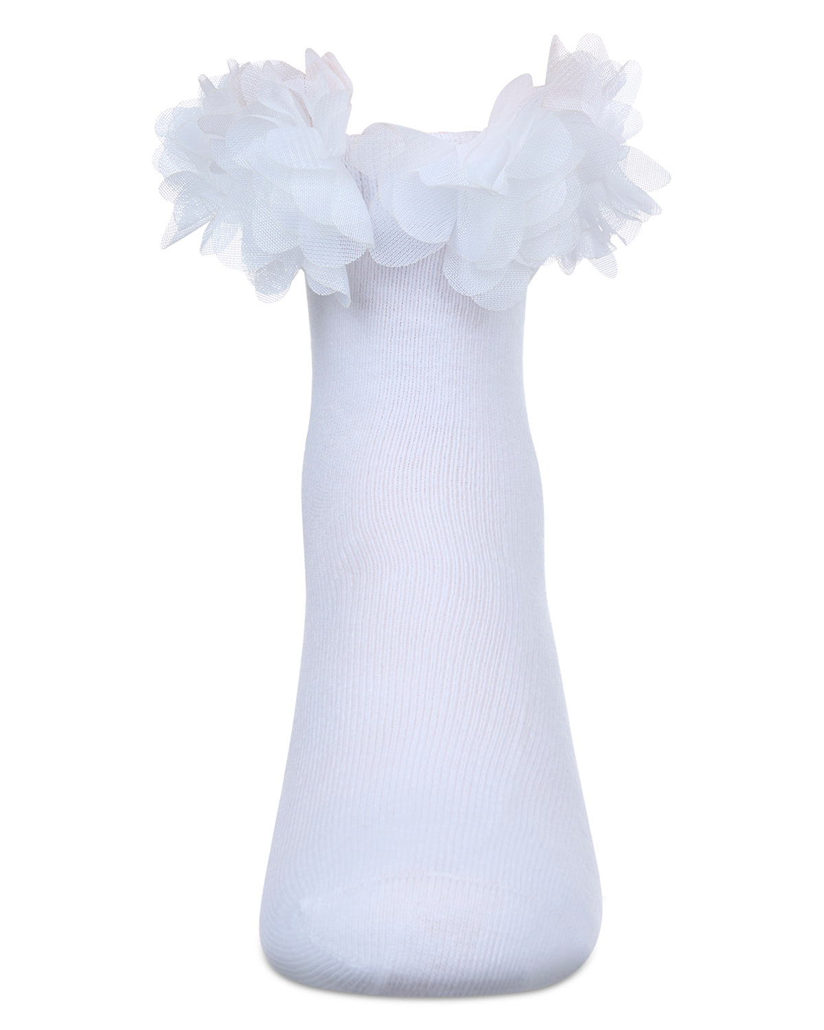 Girls' Floral Halo Cotton Anklet Socks : Color: White