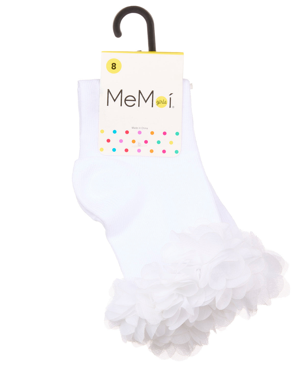 Girls' Floral Halo Cotton Anklet Socks : Color: White