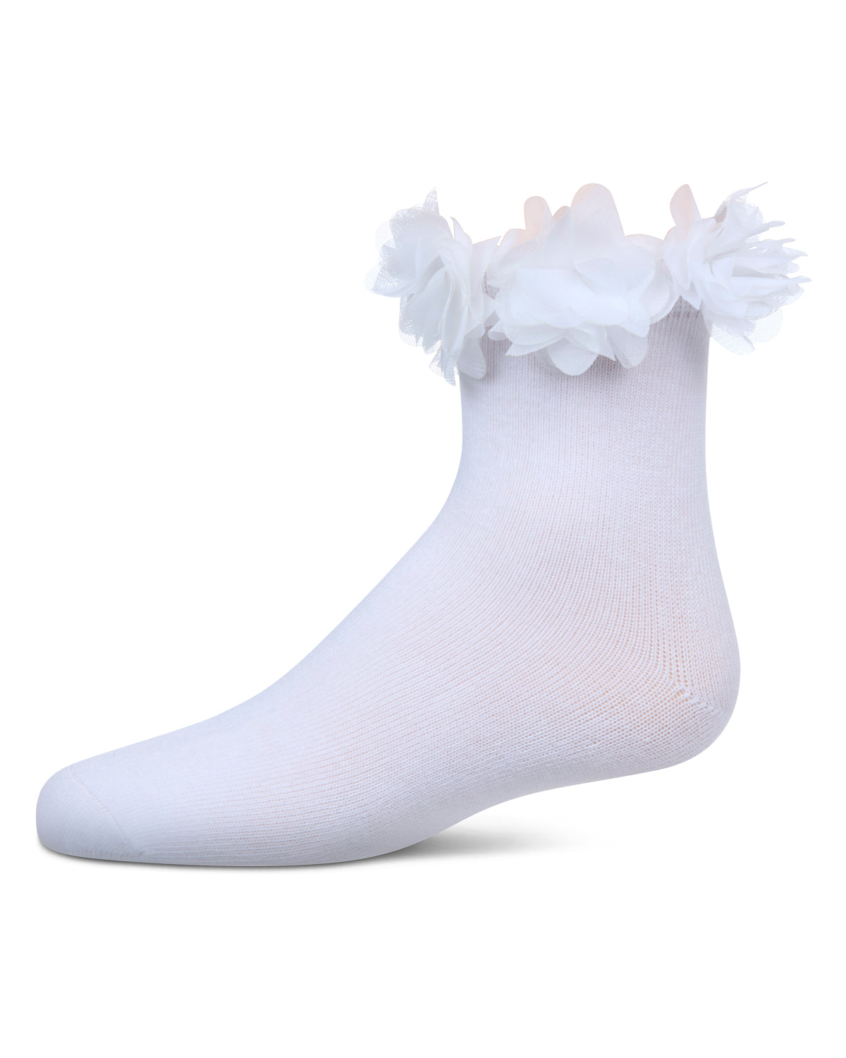 Girls' Floral Halo Cotton Anklet Socks : Color: White