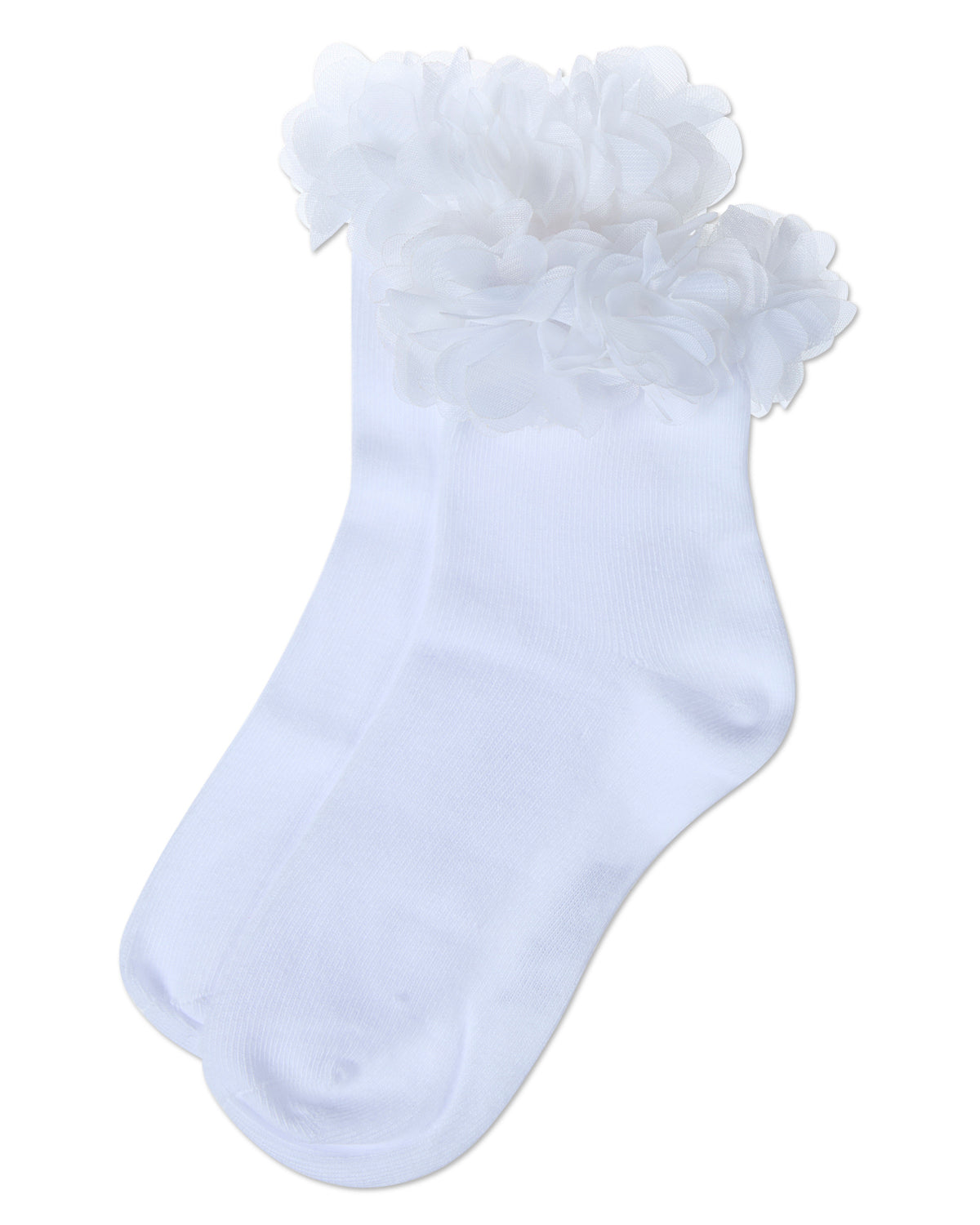 Girls' Floral Halo Cotton Anklet Socks : Color: White