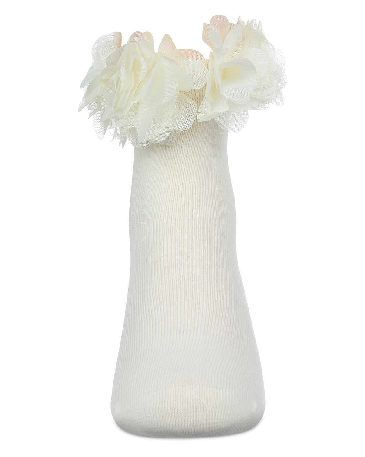 Girls' Floral Halo Cotton Anklet Socks : Color: Winter White