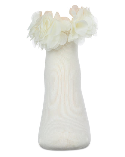 Girls' Floral Halo Cotton Anklet Socks : Color: Winter White