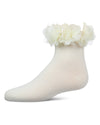 Girls' Floral Halo Cotton Anklet Socks : Color: Winter White