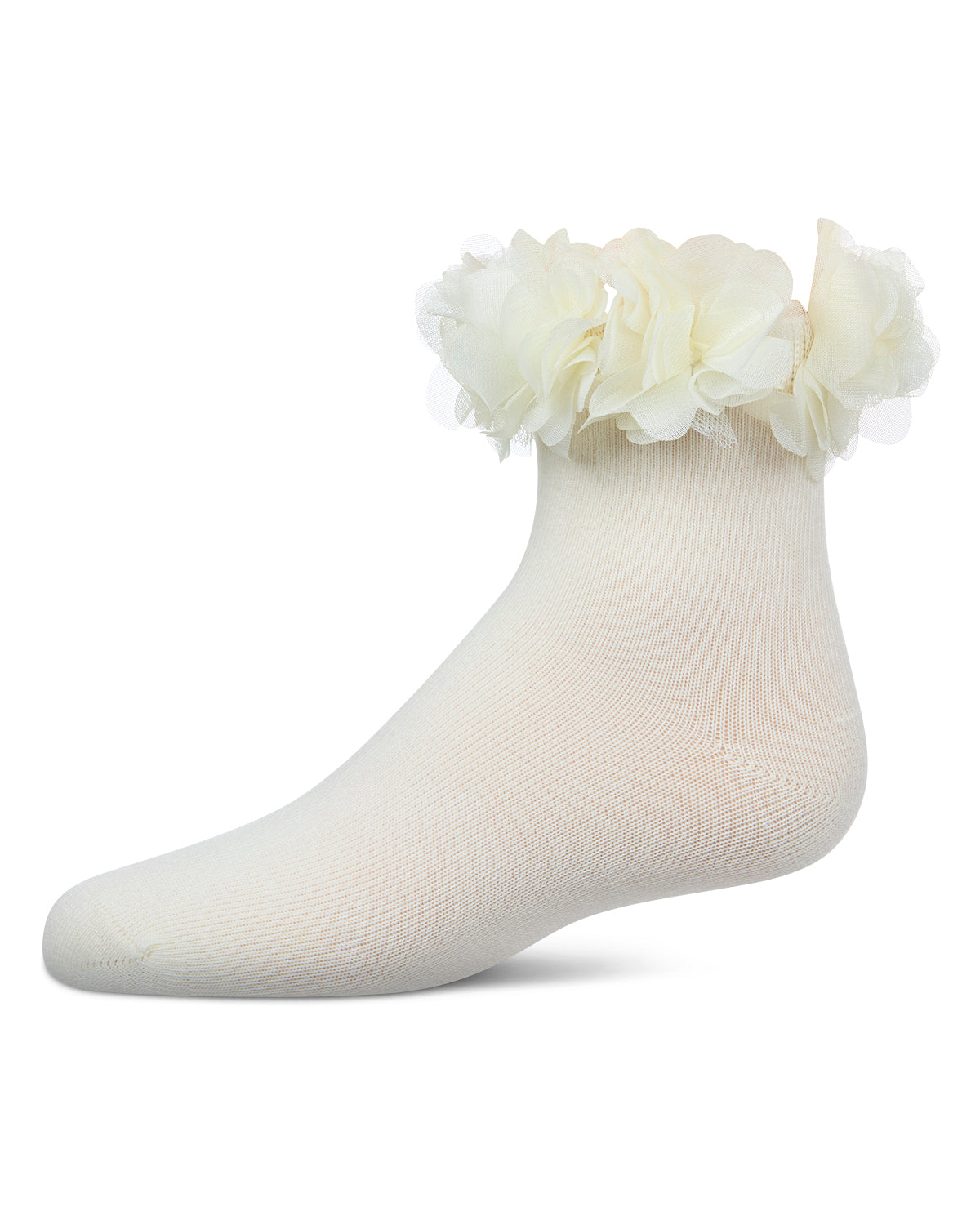 Girls' Floral Halo Cotton Anklet Socks : Color: Winter White