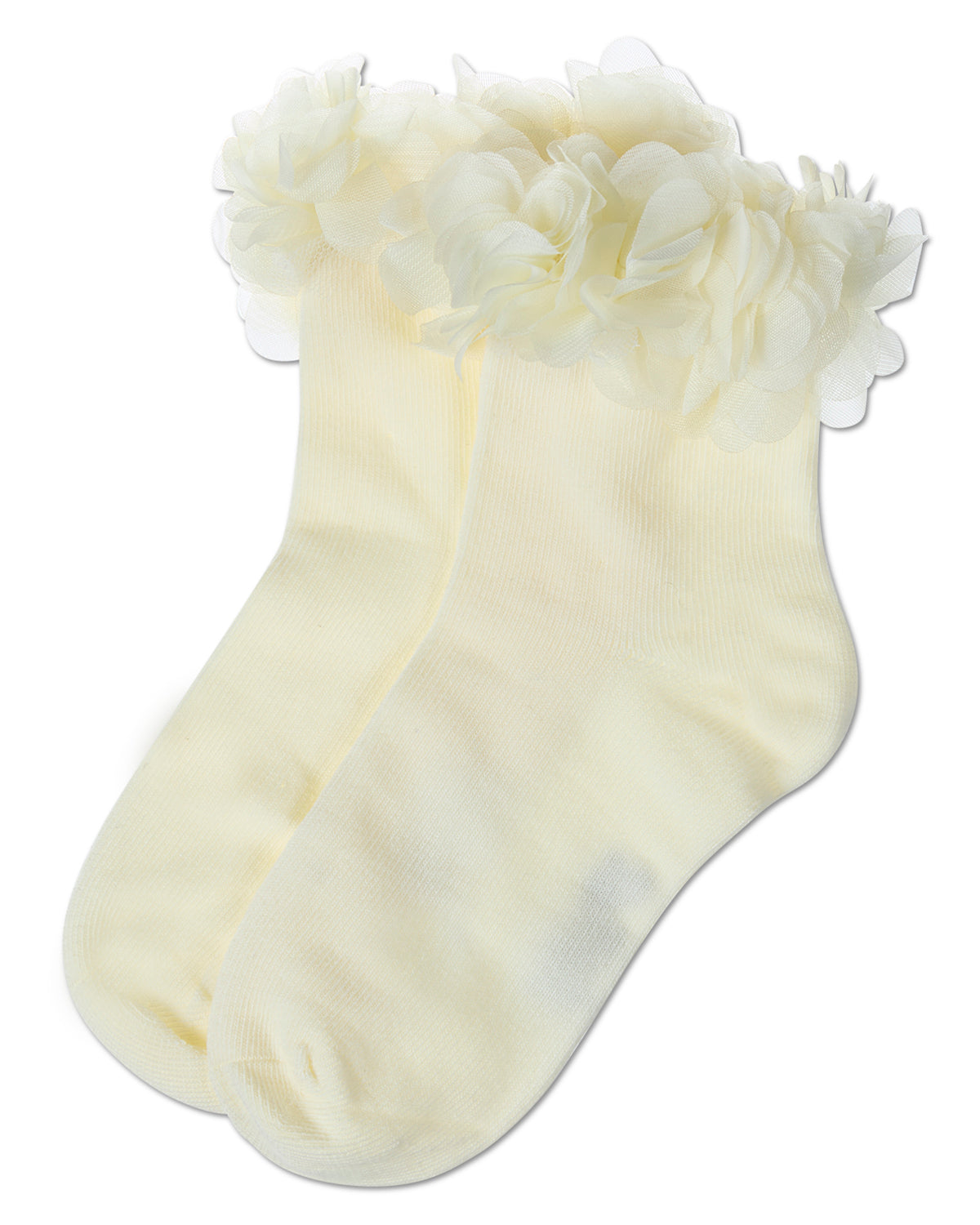 Girls' Floral Halo Cotton Anklet Socks : Color: Winter White