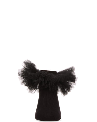 Girls' Oversized Tutu Ballerina Anklet Socks : Color: Black