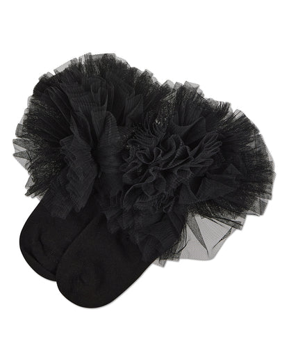 Girls' Oversized Tutu Ballerina Anklet Socks : Color: Black
