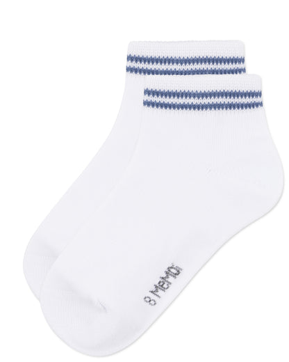 Girls' Ziggy Double Ring Cotton Blend Anklet Sock : Color: Denim