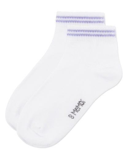 Girls' Ziggy Double Ring Cotton Blend Anklet Sock : Color: Lavender