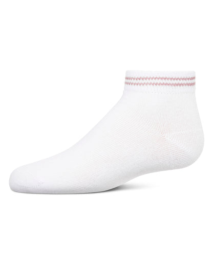 Girls' Ziggy Double Ring Cotton Blend Anklet Sock : Color: Peachy Pink