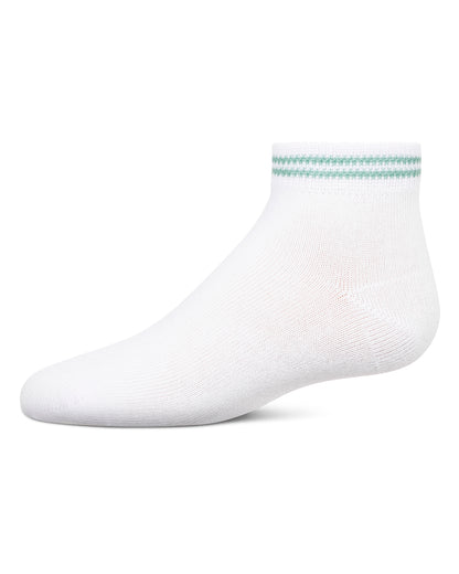 Girls' Ziggy Double Ring Cotton Blend Anklet Sock : Color: Seafoam