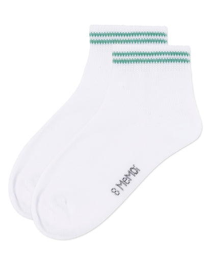 Girls' Ziggy Double Ring Cotton Blend Anklet Sock : Color: Seafoam