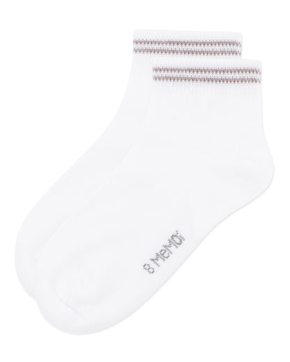 Girls' Ziggy Double Ring Cotton Blend Anklet Sock : Color: Tan