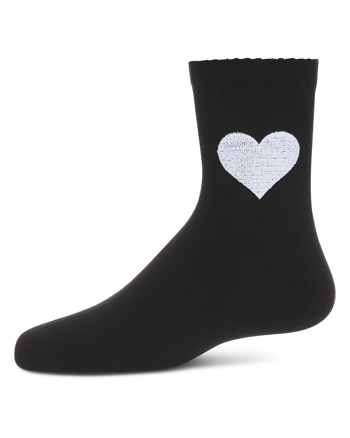 Girls' Fuzzy Heart Crew Socks : Color: Black