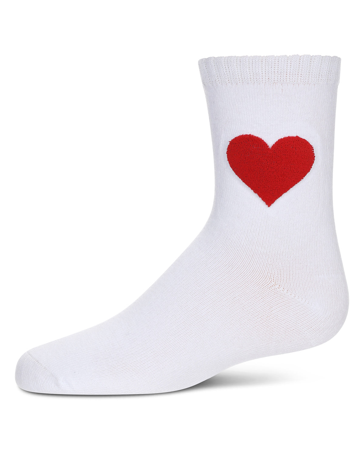 Girls' Fuzzy Heart Crew Socks : Color: White