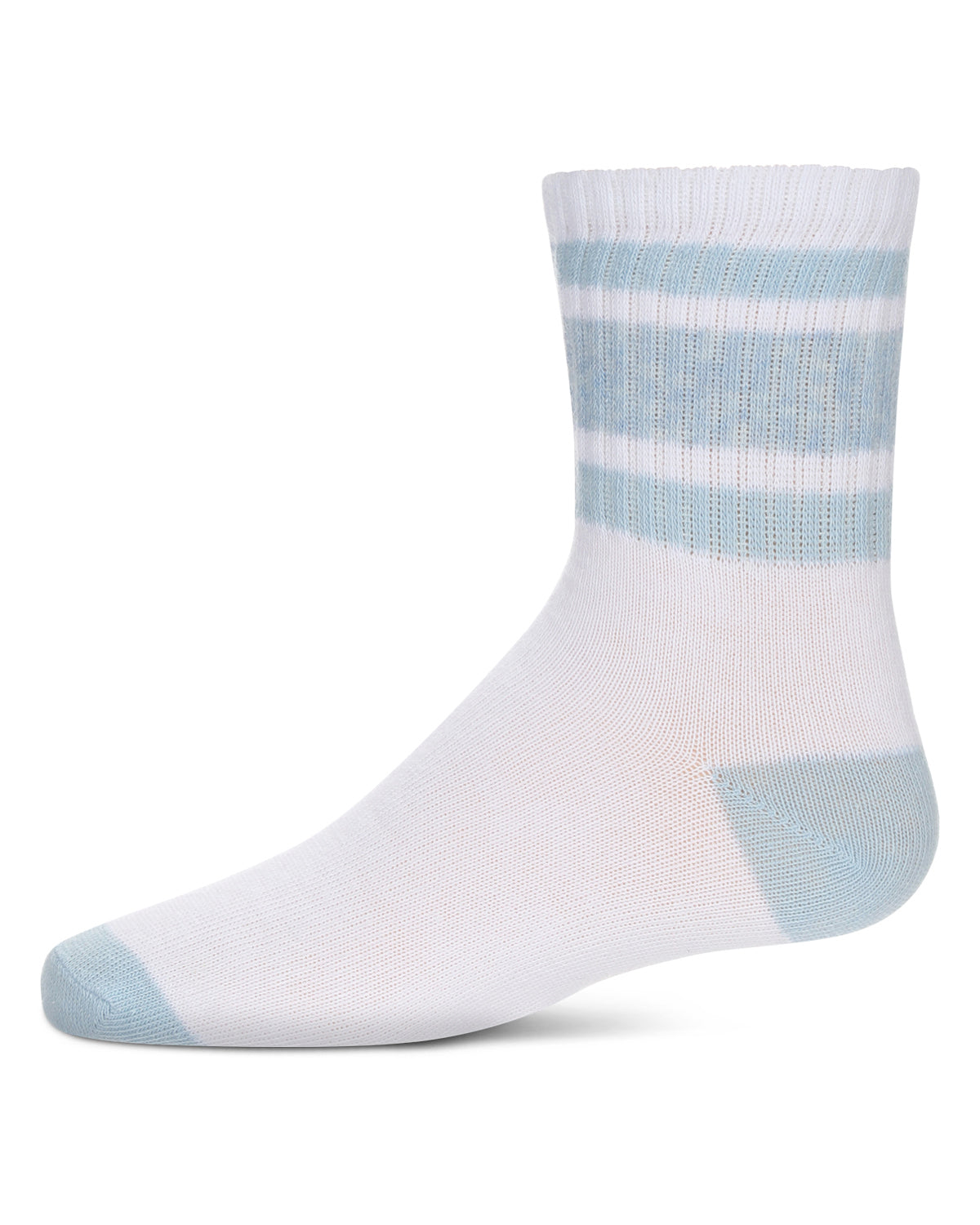 Girls' Neon Stripe Crew Socks : Color: White-Neon Blue