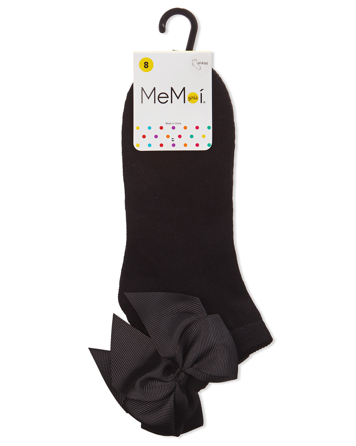 Girls' Bow Back Anklet Socks : Color: Black