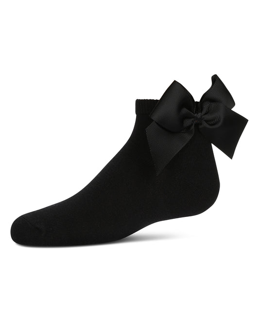 Girls' Bow Back Anklet Socks : Color: Black
