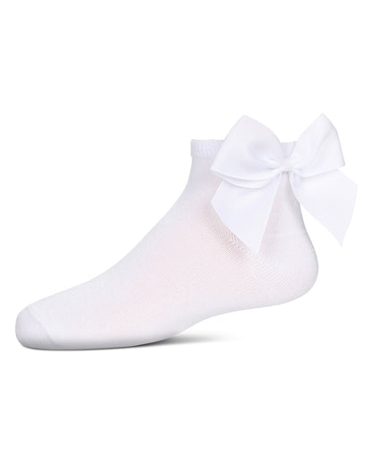 Girls' Bow Back Anklet Socks : Color: White