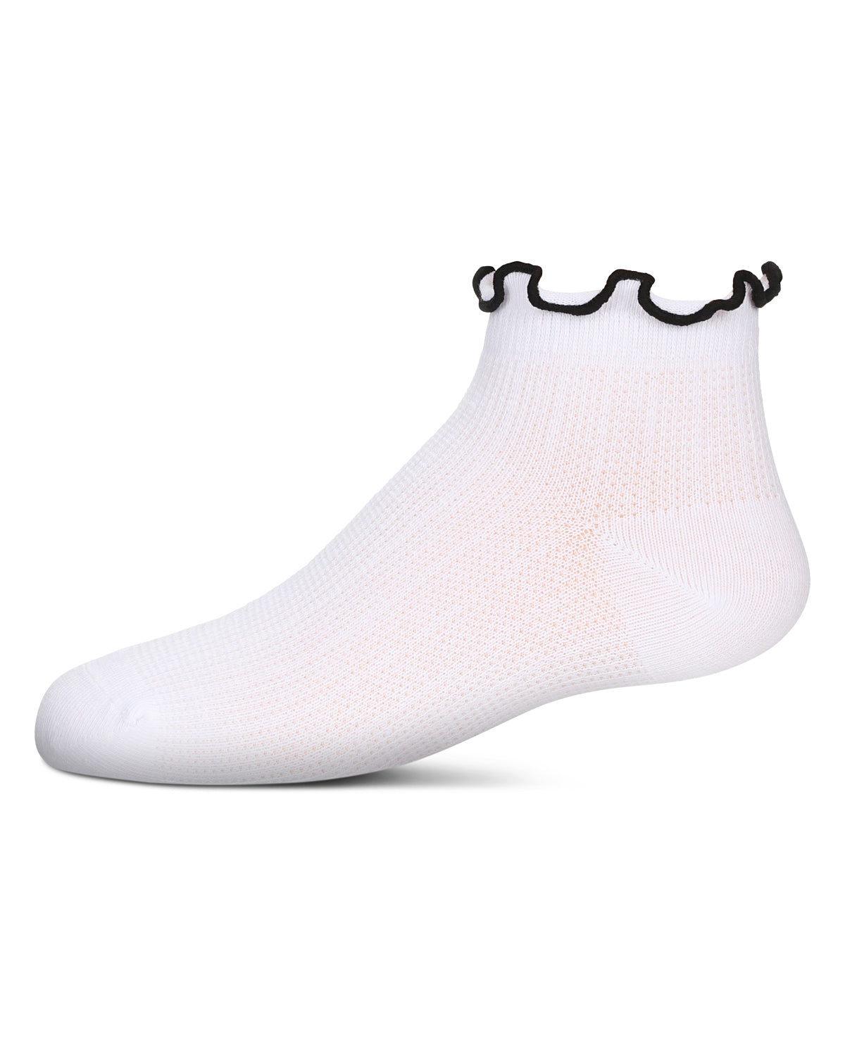 Girls' Colored Ruffle Anklet Socks : Color: White-Black