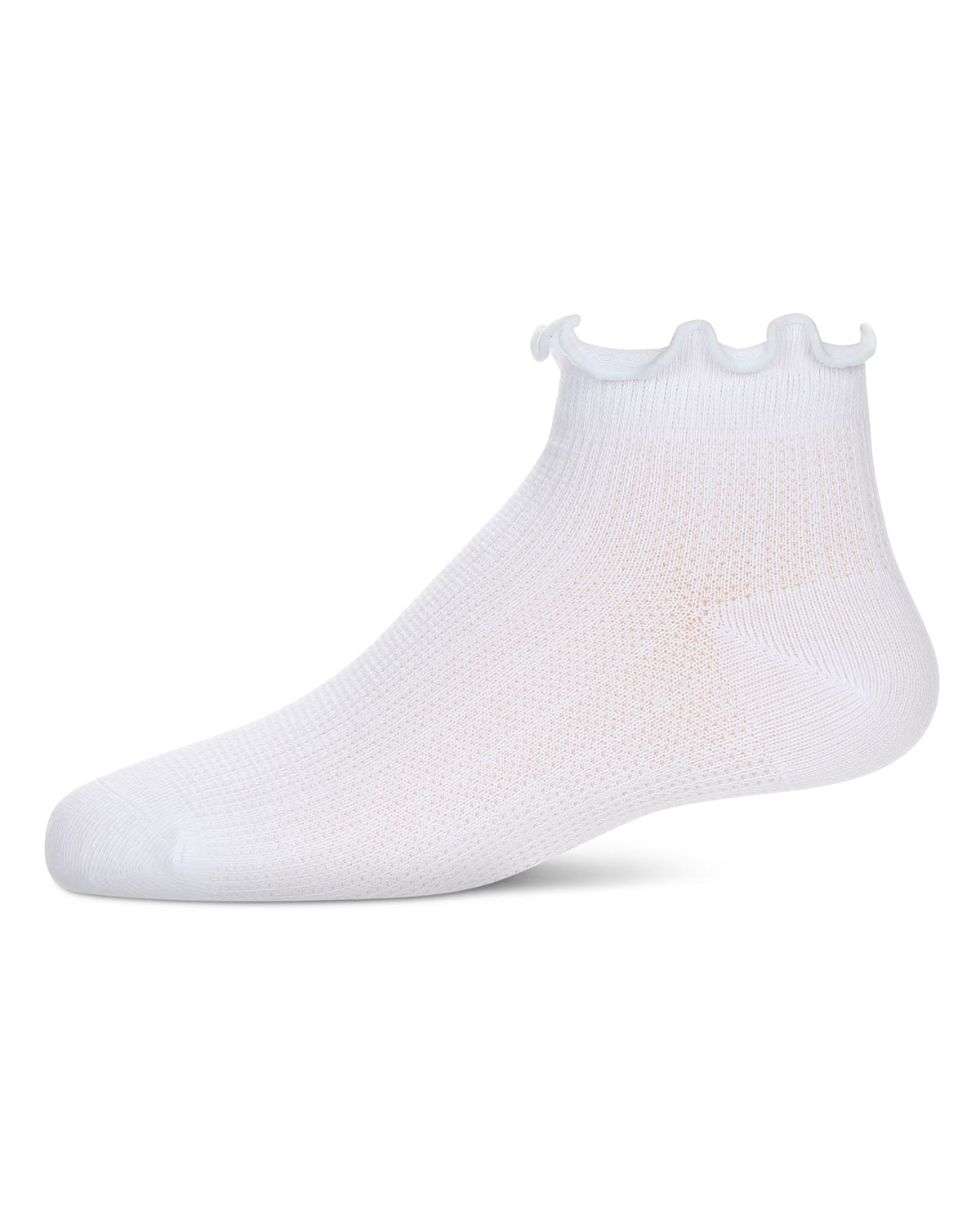 Girls' Colored Ruffle Anklet Socks : Color: White-Light Blue