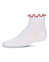 Girls' Colored Ruffle Anklet Socks : Color: White-Red