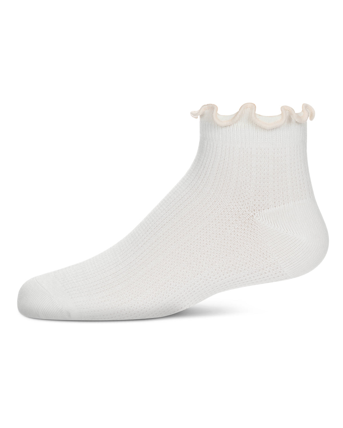 Girls' Colored Ruffle Anklet Socks : Color: Winter White-Pink