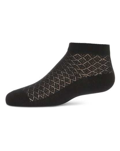 Girls' Diamond Sheer Anklet Socks : Color: Black