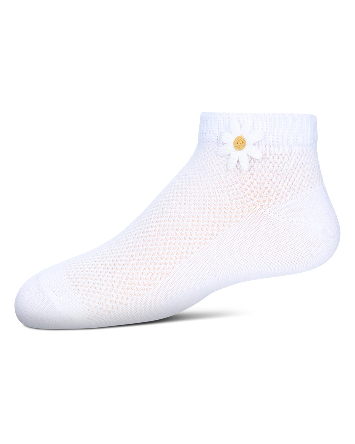 Girls' Welt Applique Anklet Socks : Color: White