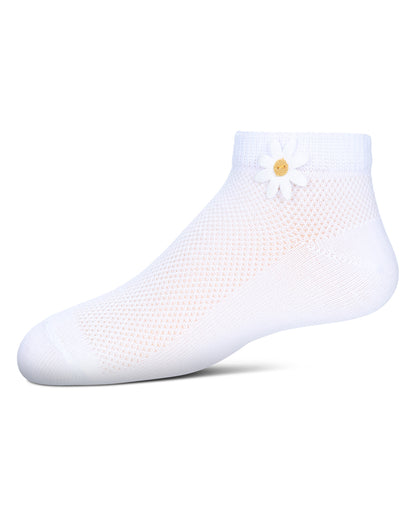 Girls' Welt Applique Anklet Socks : Color: White
