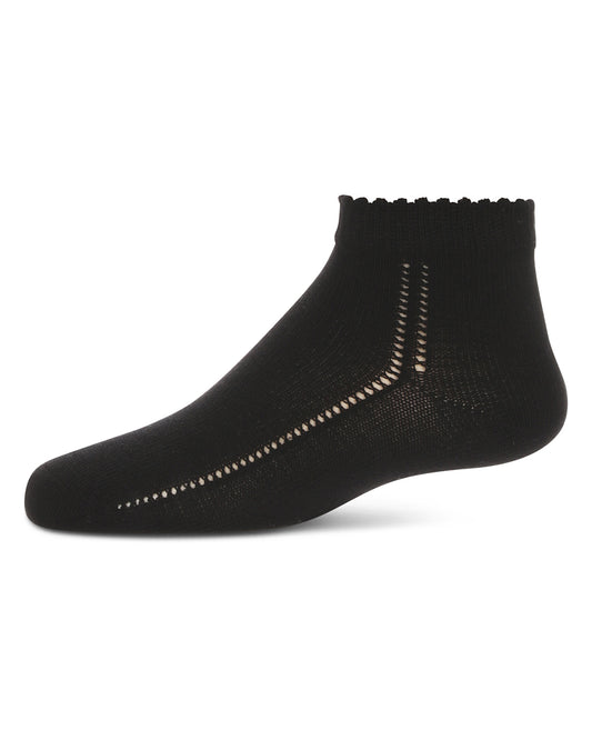 Girls' Open Work Anklet Socks : Color: Black