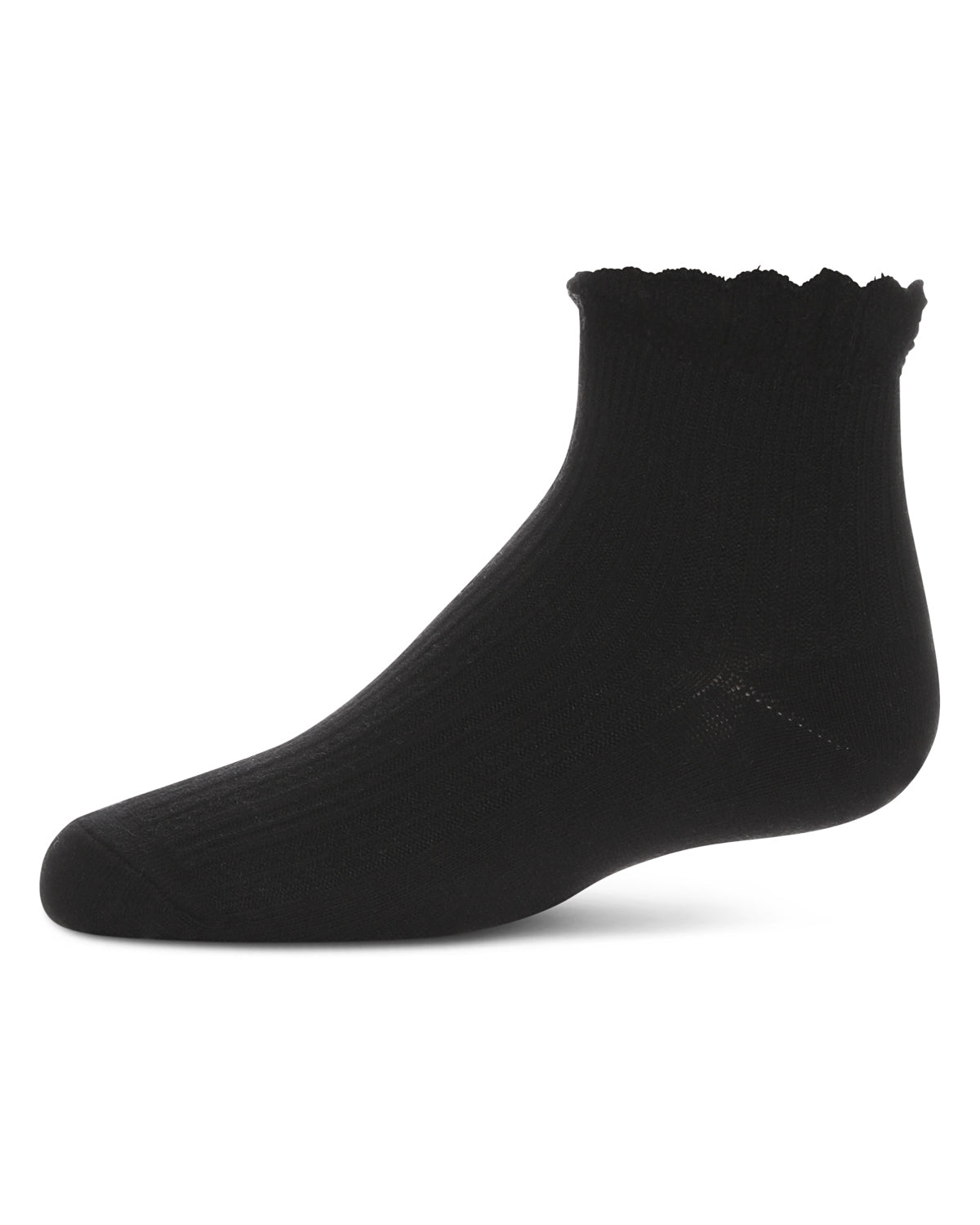 Girls' Crochet Ruffle Anklet Socks : Color: Black