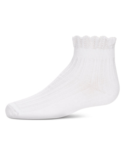 Girls' Crochet Ruffle Anklet Socks : Color: White