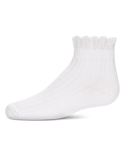 Girls' Crochet Ruffle Anklet Socks : Color: White