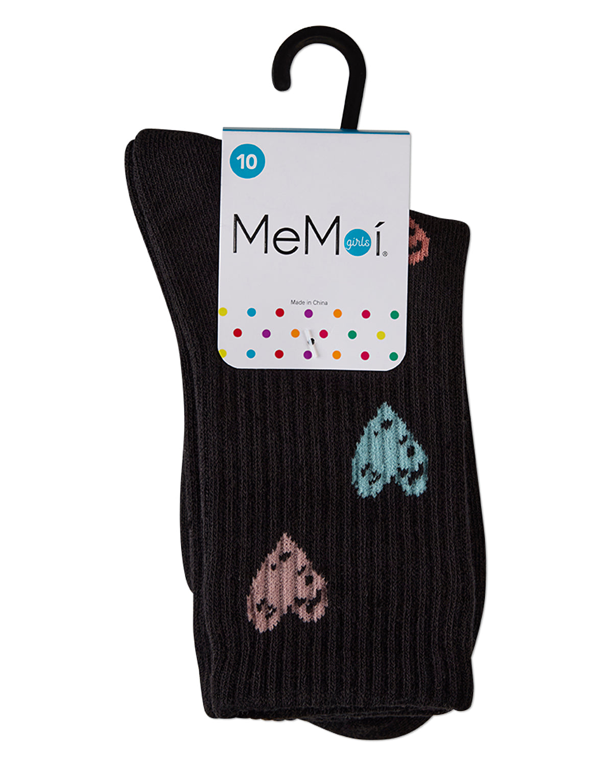 Girls Cozy Ribbed Cotton Blend "Graffiti Heart" Crew Sock