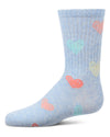 Girls Cozy Ribbed Cotton Blend "Graffiti Heart" Crew Sock