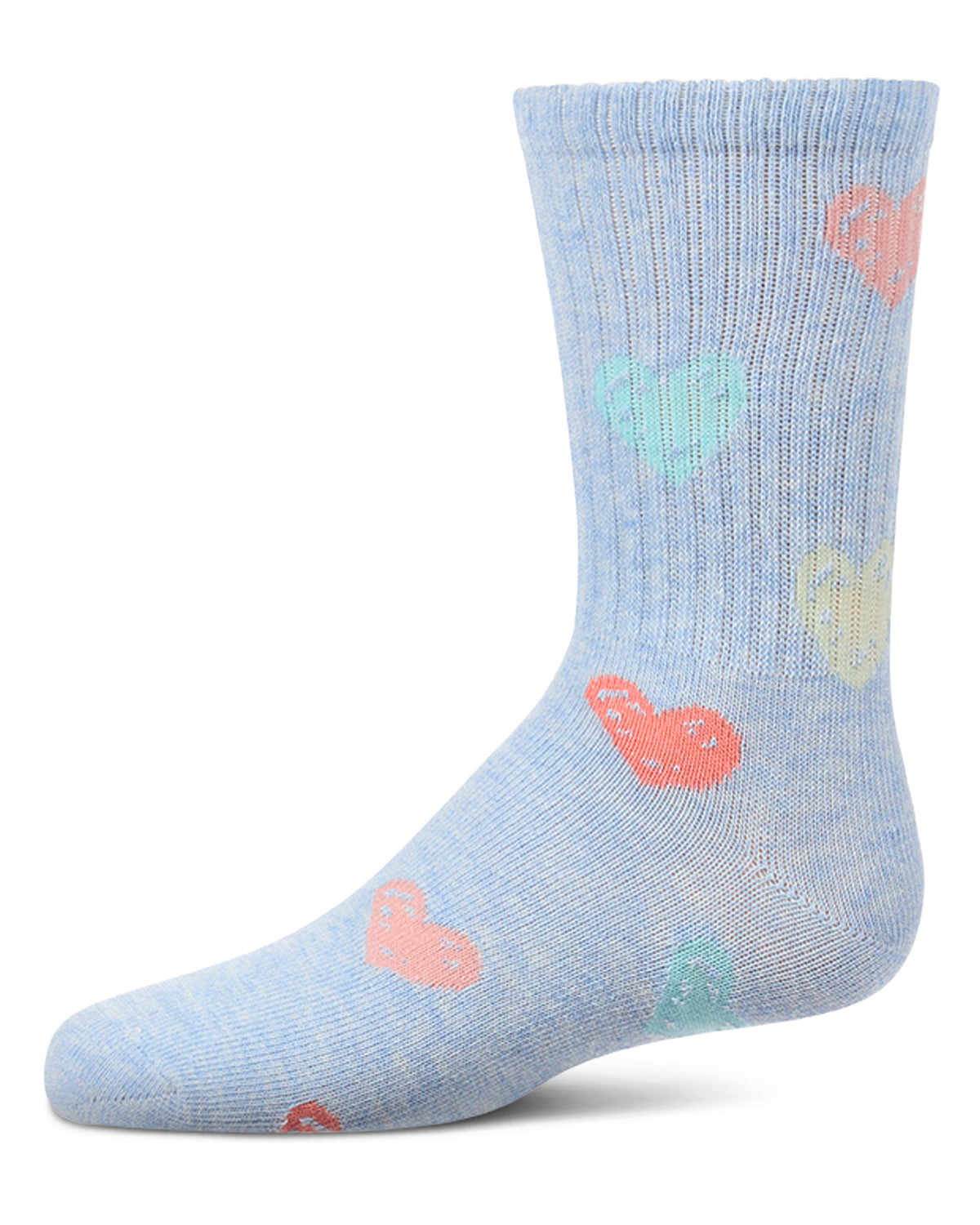 Girls Cozy Ribbed Cotton Blend "Graffiti Heart" Crew Sock