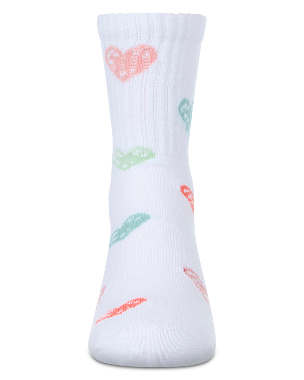 Girls Cozy Ribbed Cotton Blend "Graffiti Heart" Crew Sock : Color: Black