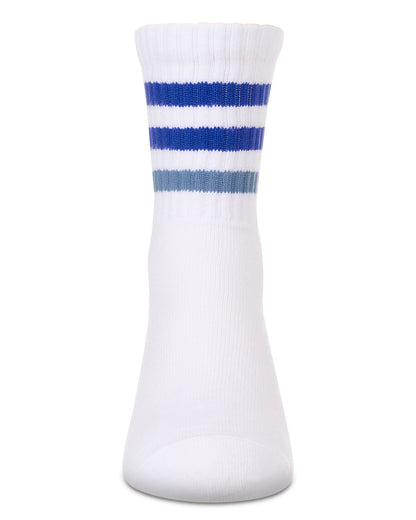 Girls' Two Tone Varsity Stripe Crew Socks : Color: Blue