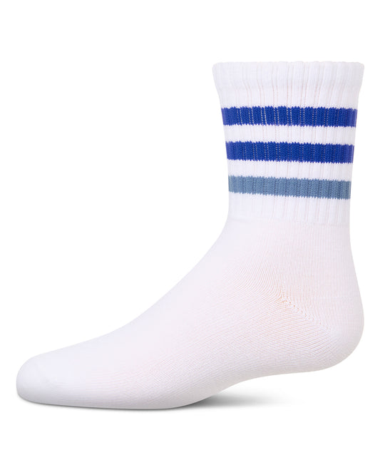 Girls' Two Tone Varsity Stripe Crew Socks : Color: Blue