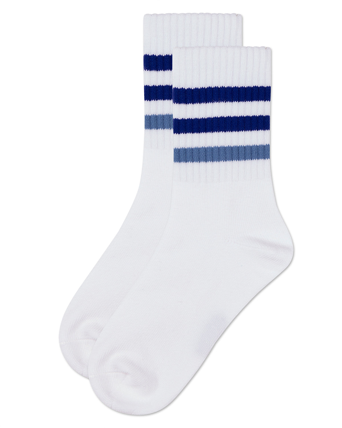 Girls' Two Tone Varsity Stripe Crew Socks : Color: Blue
