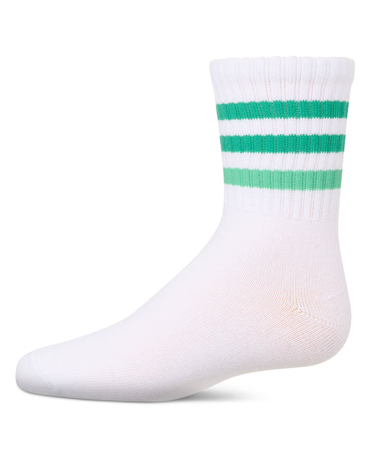 Girls' Two Tone Varsity Stripe Crew Socks : Color: Green