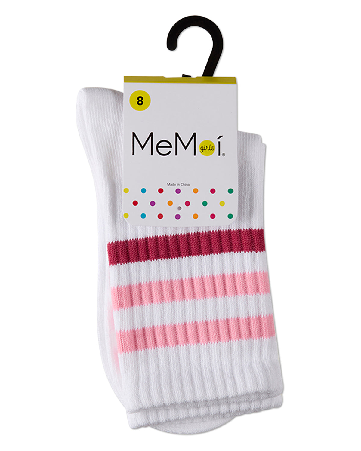 Girls' Two Tone Varsity Stripe Crew Socks