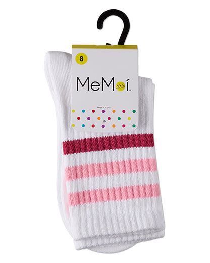 Girls' Two Tone Varsity Stripe Crew Socks