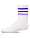 Girls' Two Tone Varsity Stripe Crew Socks : Color: Purple