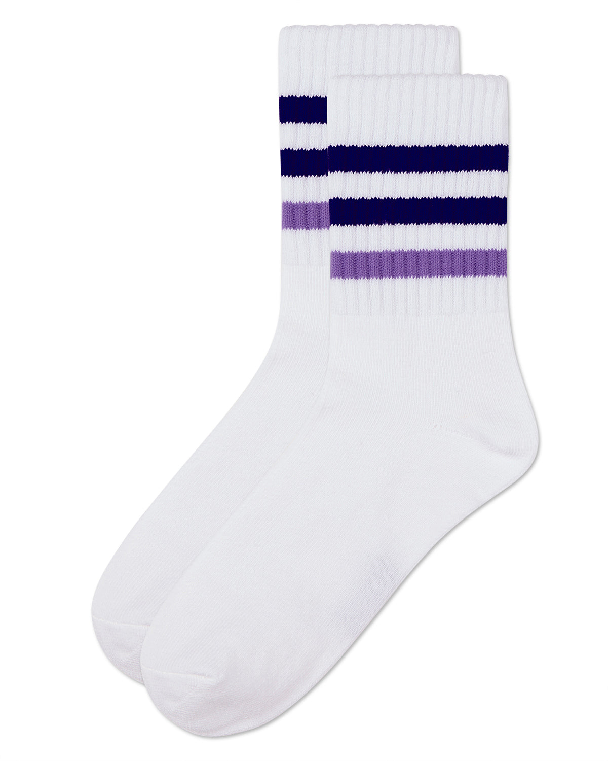 Girls' Two Tone Varsity Stripe Crew Socks : Color: Blue