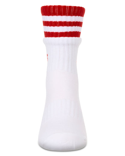 Girl's Sport Rib Heart Crew Socks : Color: White
